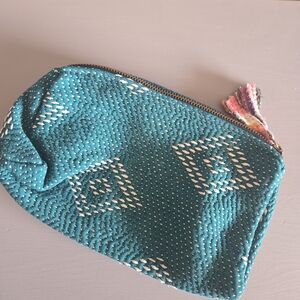 Teal Patterned Kantha Pouch #21